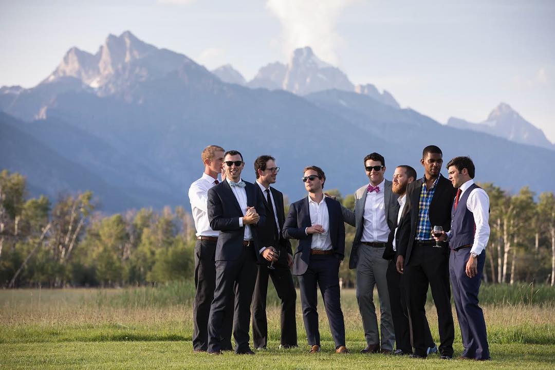 Mike Posner attending his friend's wedding in Jackson, WY 2018
