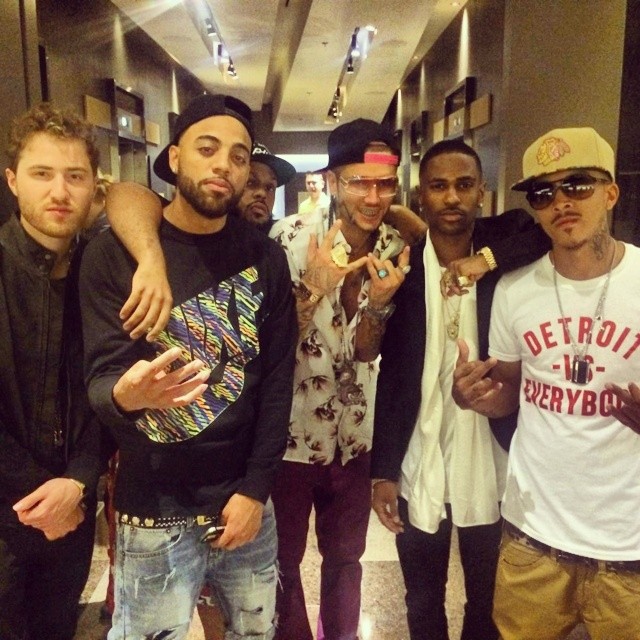 Mike Posner with his Finally Famous crew SayItAintTone & Big Sean, and RiFF RAFF & friend in Las Vegas, NV 5/25/14
Instagram @guaptime
