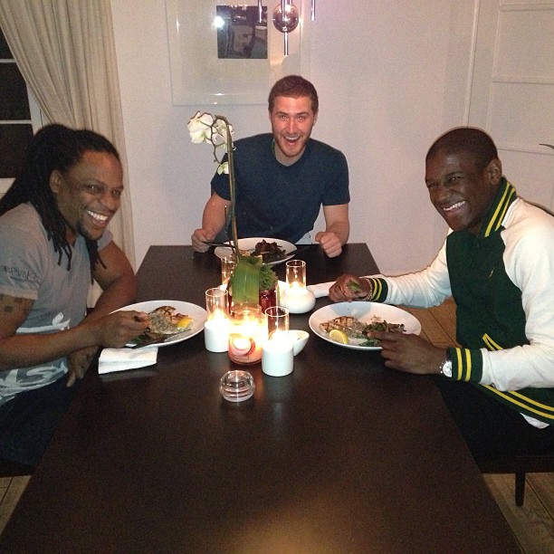 Marc "Da Digglar" Williams, Mike Posner and Labrinth having dinner at Mike's house - Los Angeles, CA 2/25/13
Photo by Labrinth
