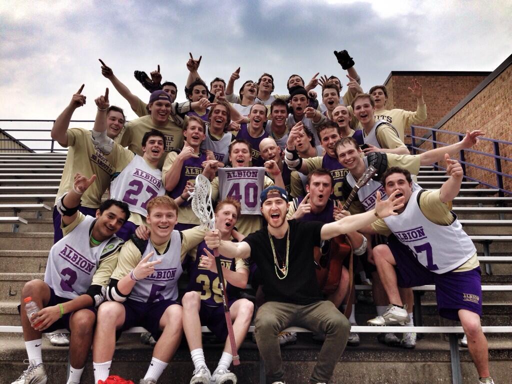 Mike Posner with Albion College Britons Men's Lacrosse Team in Albion, MI 4/21/14
Twitter @TheeOG2
