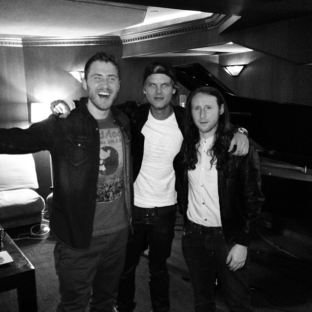 Mie Posner with Avicii and Mike Einziger in the recording studio 2/4/14
