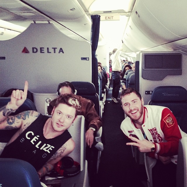 Mike Posner with Nash Overstreet on a Delta flight 2/22/14
