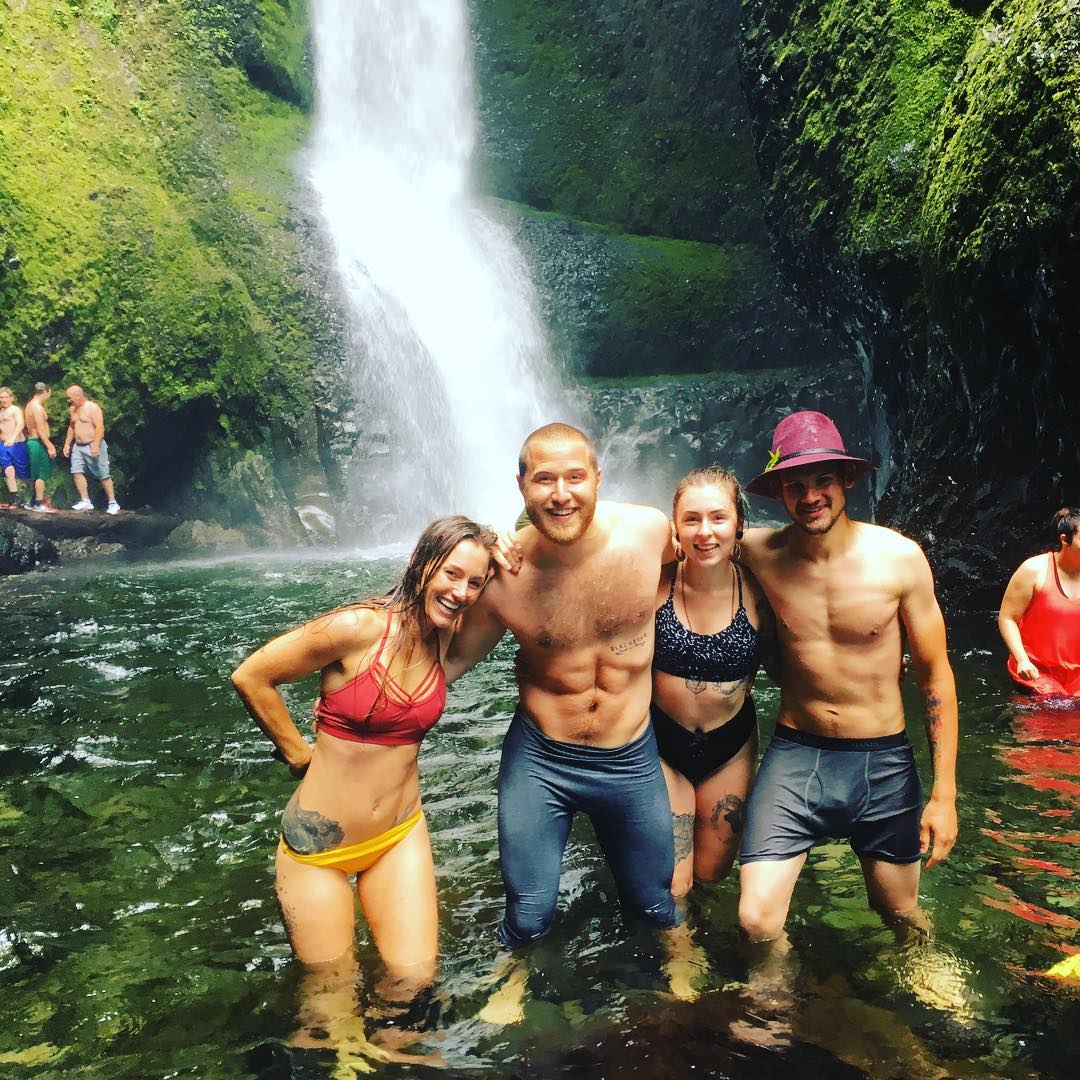 Mike Posner with friends at Oneonta Gorge, Oregon 2017
