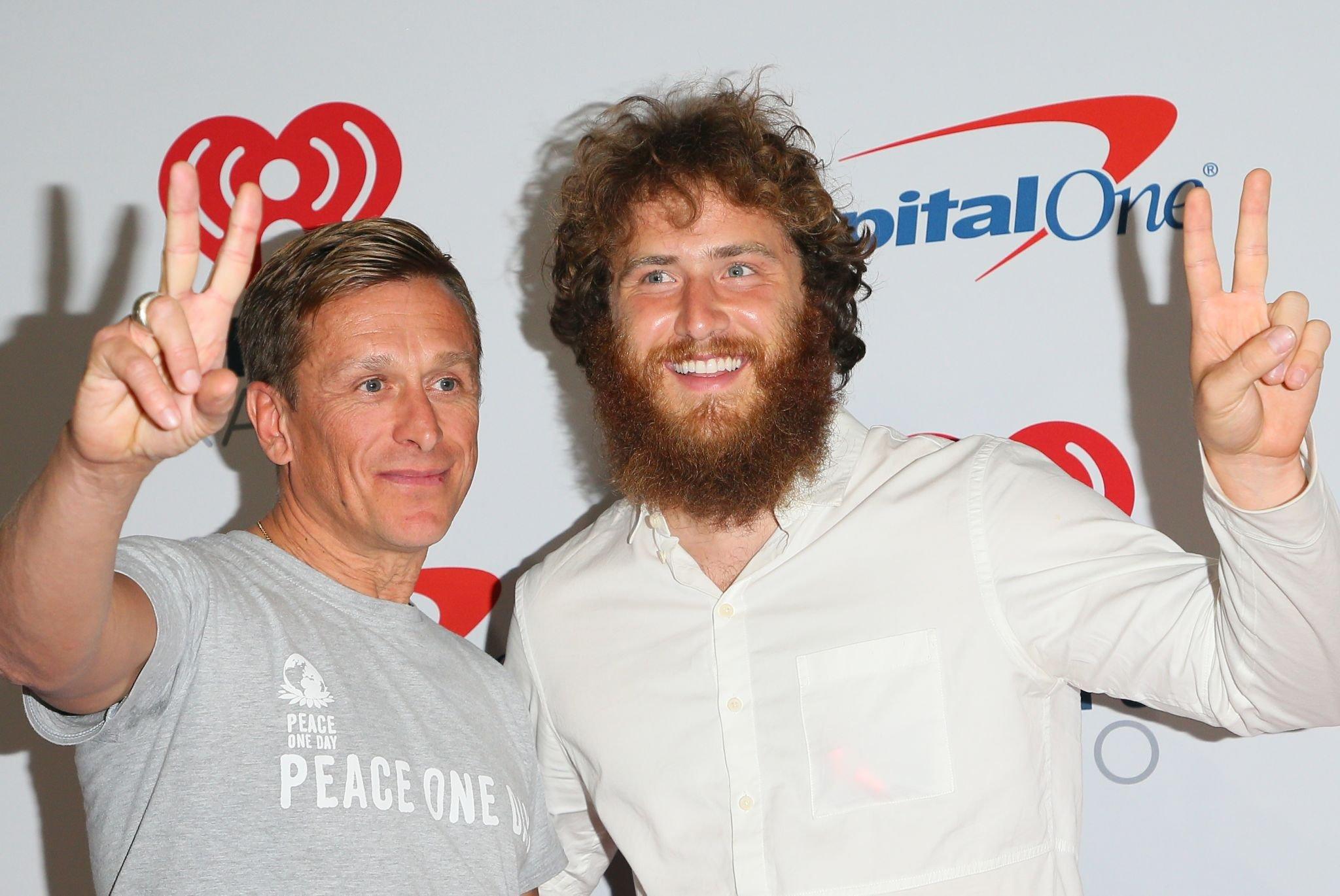 Jeremy Gilley and Mike Posner at iHeartRadio Music Festival to raise awareness of Peace Day on September 21, 2018
Jeremy Gilley and Mike Posner at iHeartRadio Music Festival to raise awareness of Peace Day on September 21, 2018
