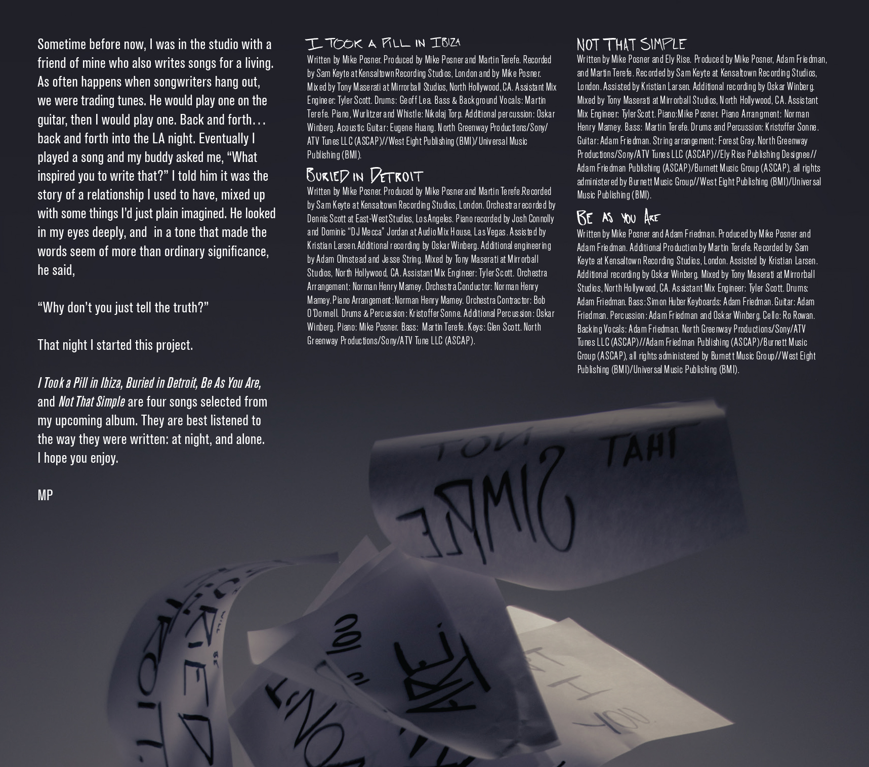 Mike Posner - The Truth EP (Note & Credits)
