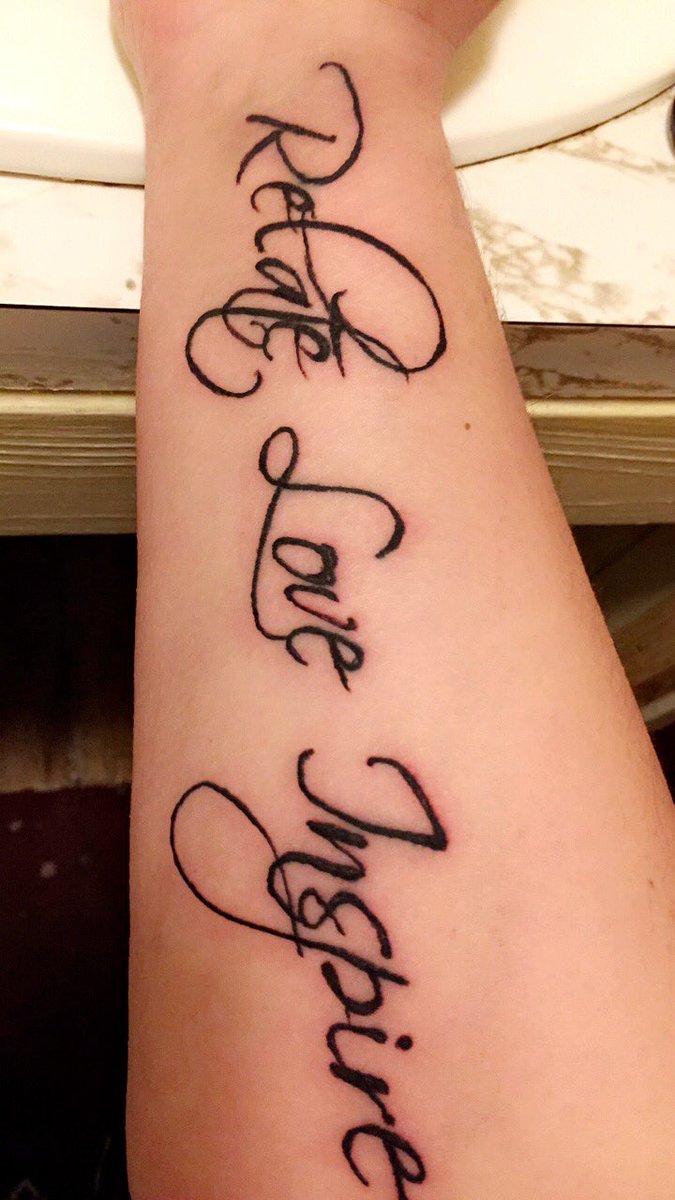 Laura's Forearm Tattoo Featuring Mike Posner's "Relate. Love. Inspire." Quote (January 2017)
twitter.com/numba_1_bytch
Laura's Forearm Tattoo Featuring Mike Posner's "Relate. Love. Inspire." Quote (January 2017)
twitter.com/numba_1_bytch