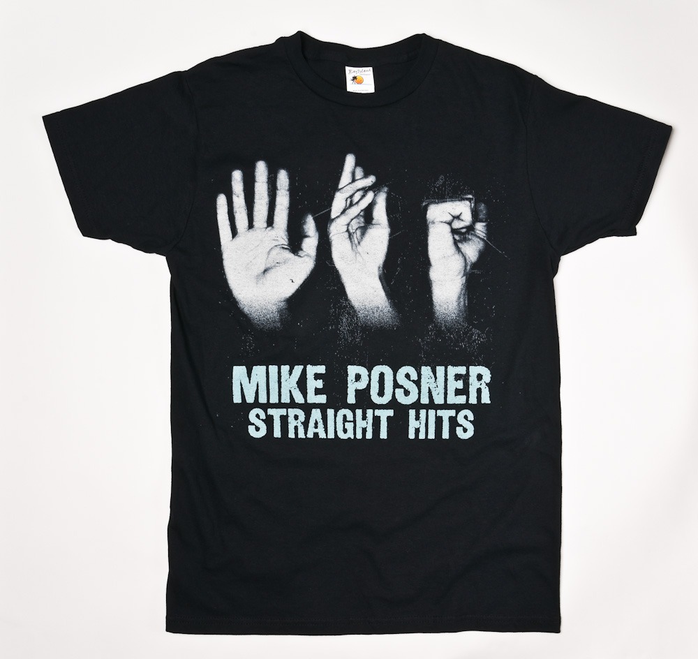 Straight Hits (Three Hands) on Black Fine Jersey Slim Fit T-shirt
