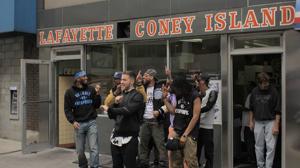 Big Sean, Mike Posner, and all of Finally Famous crew at Lafayette Coney Island - Detroit, MI 9/21/13
