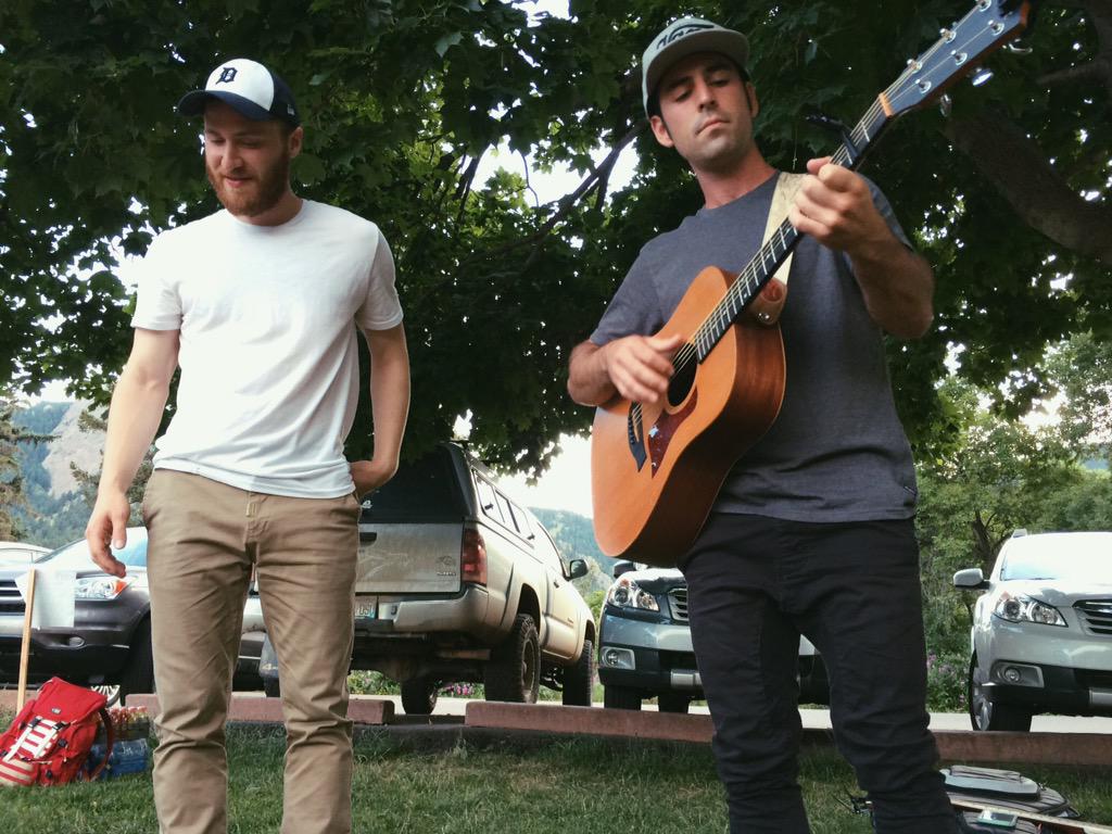Mike Posner and Adam Friedman performing at the Chautauqua Park in Boulder, CO July 1, 2015
twitter.com/brody_berson
 Mike Posner and Adam Friedman performing at the Chautauqua Park in Boulder, CO July 1, 2015
twitter.com/brody_berson