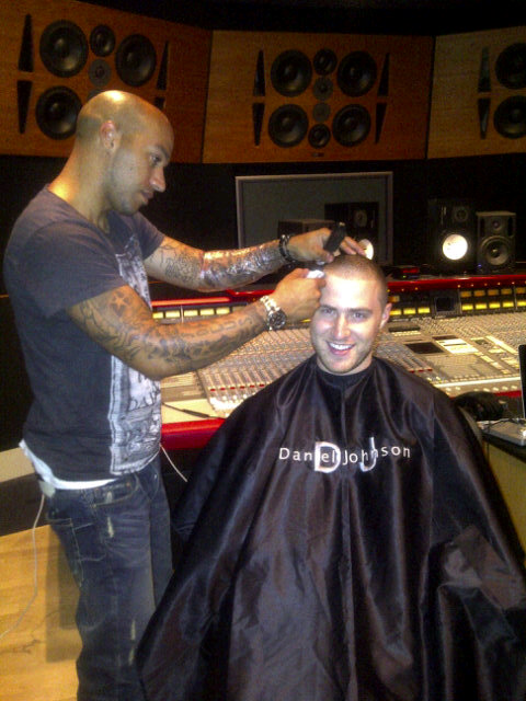 Daniel Johnson the Barber with Mike Posner - July 1, 2011
