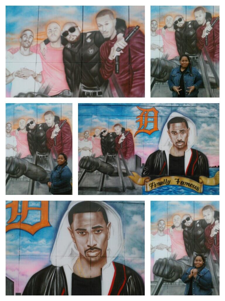 Dazzle visited the mural of Big Sean, Mike Posner, SayItAintTone, and Earlly Mac in Detroit, MI 6/9/13
Photo by Dazzle Turner
