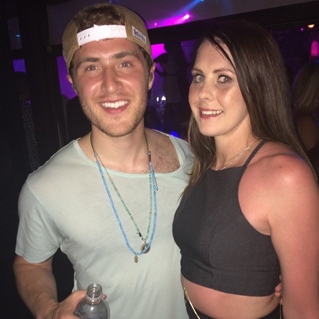Mike Posner with a fan at HAZE Nightclub in Las Vegas, NV 7/13/14
Instagram @olz11

