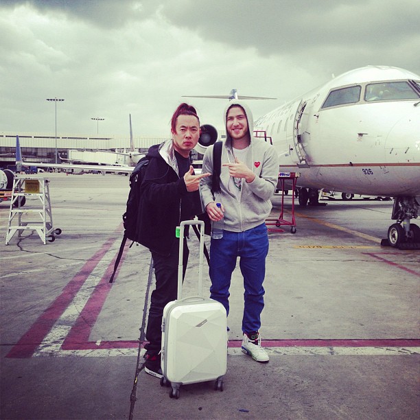 Henry Strange and Mike Posner about to board a United plane - Boise, ID 5/5/13
