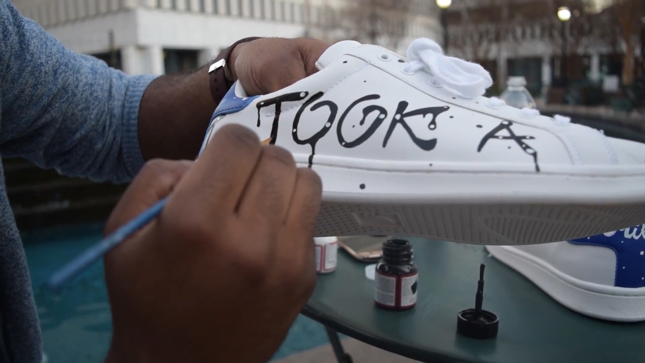 Custom Painted Mike Posner "I Took A Pill In Ibiza" Shoes
Painted by Aydreon Wynn
