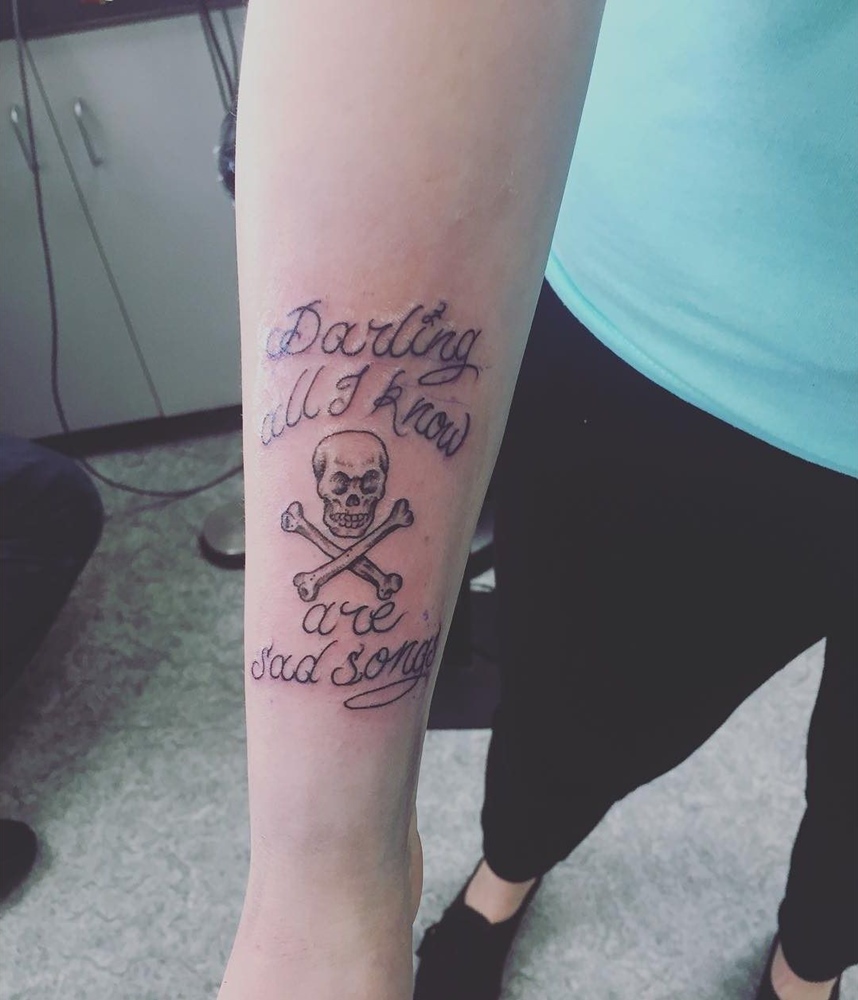 Mike Posner "I Took A Pill In Ibiza" Lyrics Tattoo April 2016
