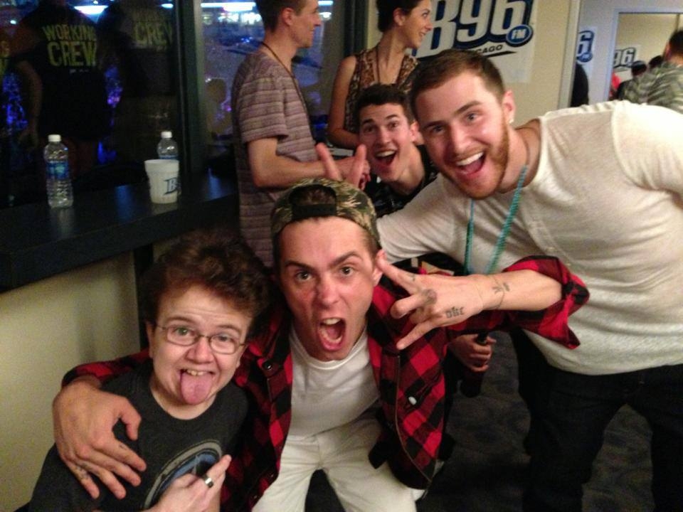 Keenan Cahill, Sammy Adams, Cal Shapiro from Timeflies, and Mike Posner backstage at B96 Pepsi SummerBash 6/15/13
Photo by Keenan Cahill
 Keenan Cahill, Sammy Adams, Cal Shapiro from Timeflies, and Mike Posner backstage at B96 Pepsi SummerBash 6/15/13
Photo by Keenan Cahill