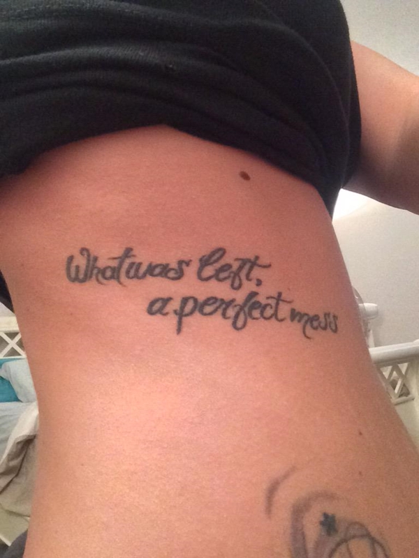 Maggie's Mike Posner "A Perfect Mess" Lyrics Tattoo 2013
twitter.com/Maggiez23
