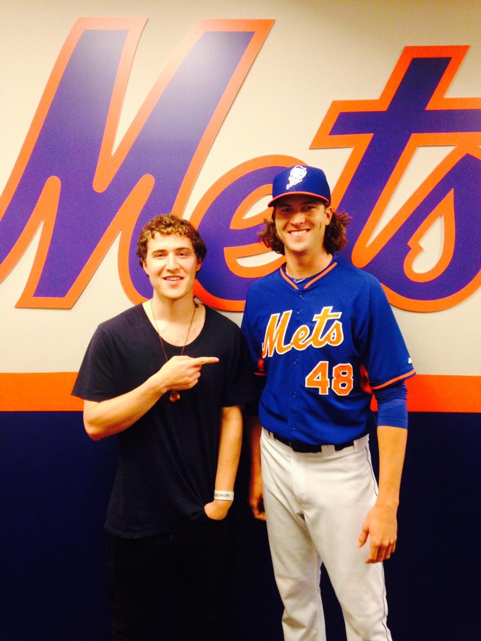 Mike Posner and New York Mets player Jacob deGrom at Citi Field in Flushing, NY 7/30/2014
Twitter @Mets
