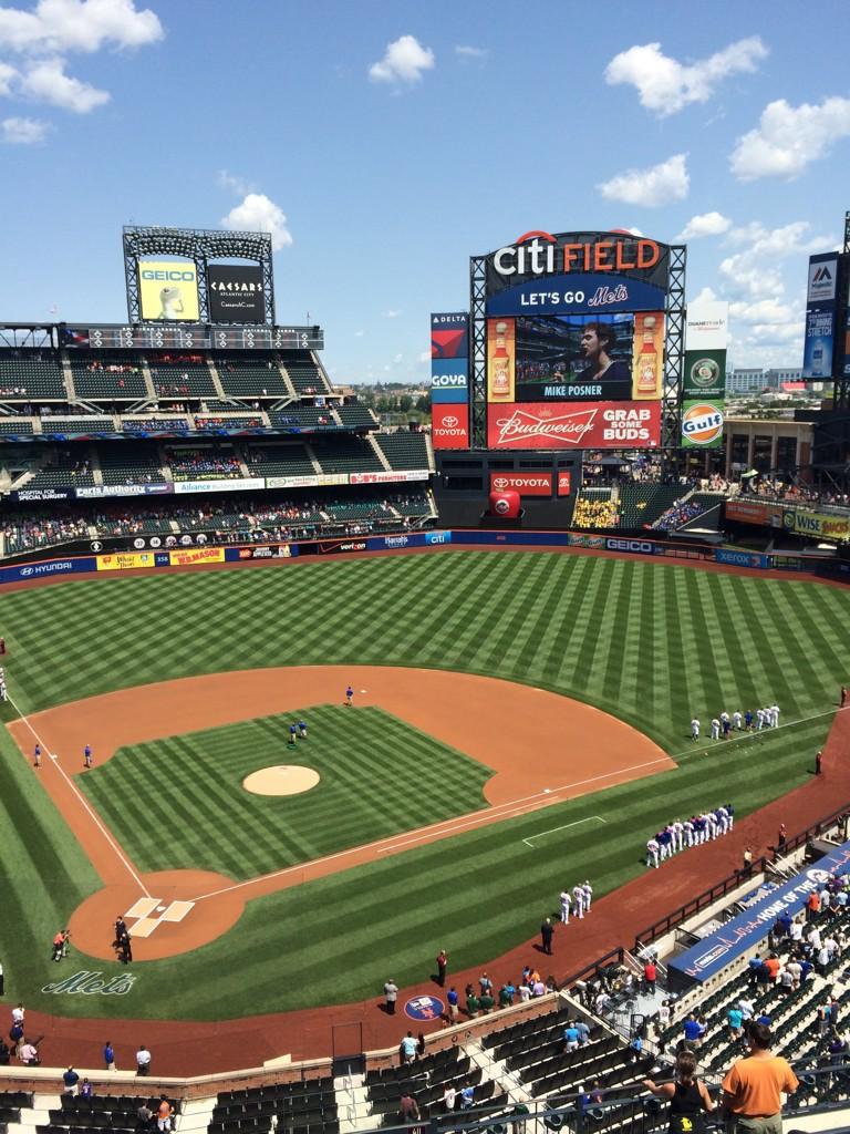 Mike Posner singing the U.S. national anthem "The Star-Spangled Banner" at Citi Field in Flushing, NY 7/30/2014
Twitter @osgooood
