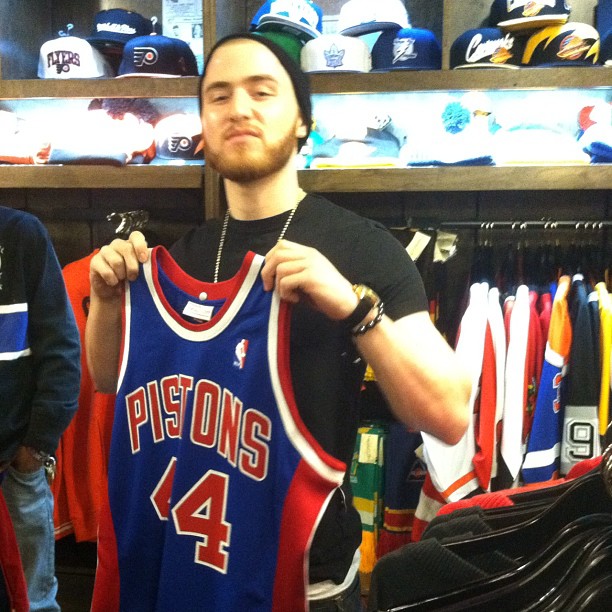 Mike Posner with Pistons jersey at Mitchell & Ness - Philadelphia, PA 2/9/12
mitchellandness.com
