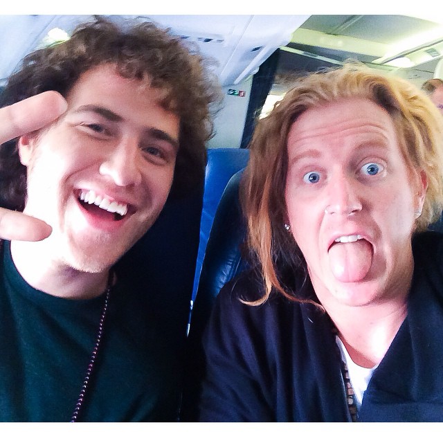 Mike Posner and Travis Clark of We The Kings band on the same plane 10/26/2014
instagram.com/traviswethekings
 Mike Posner and Travis Clark of We The Kings band on the same plane 10/26/2014
instagram.com/traviswethekings