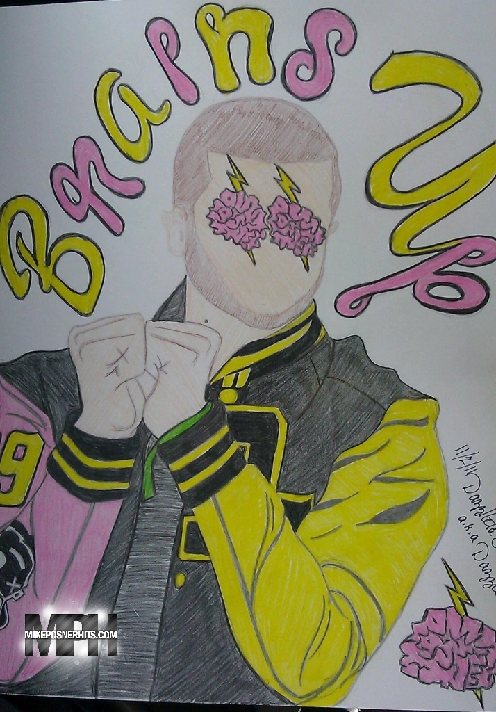 Mike Posner Drawing with "Brains Up" 11/2/11
Drawing by Dazzle Turner
