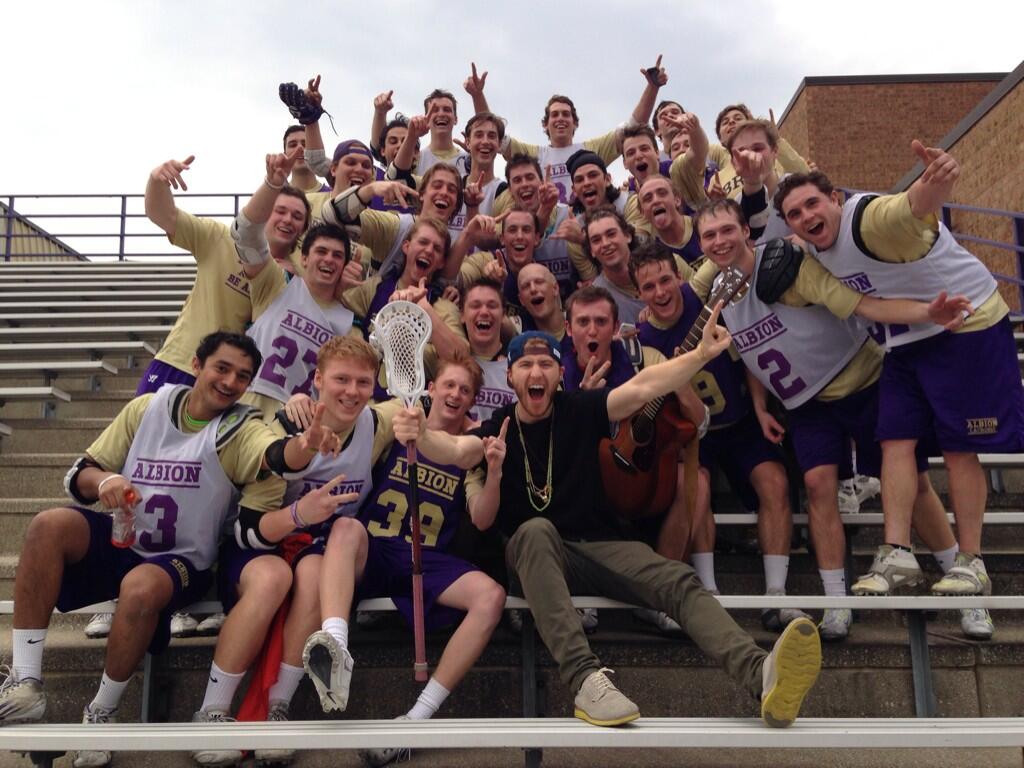 Mike Posner with Albion College Britons Men's Lacrosse Team in Albion, MI 4/21/14
Twitter @D_Neal11
 Mike Posner with Albion College Britons Men's Lacrosse Team in Albion, MI 4/21/14
Twitter @D_Neal11