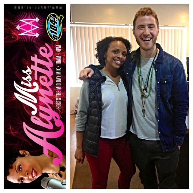 Mike Posner with Alynette of Q104.7 FM's The Midday Mix Show - Ventura, CA 1/14/14
Instagram @missalynette
 Mike Posner with Alynette of Q104.7 FM's The Midday Mix Show - Ventura, CA 1/14/14
Instagram @missalynette