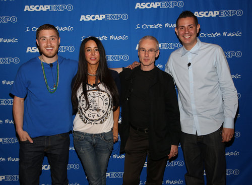 Mike Posner, Antonina Armato, Michael Brook, and Marc Emert-Hutner panelists for the "We Create Music" at the ASCAP "I Create Music" EXPO 2013
Photo by Picture Group
 Mike Posner, Antonina Armato, Michael Brook, and Marc Emert-Hutner panelists for the "We Create Music" at the ASCAP "I Create Music" EXPO 2013
Photo by Picture Group
