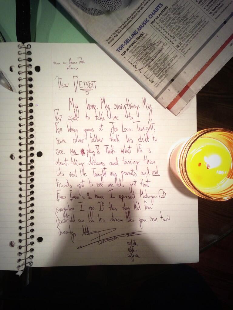Mike Posner Believe Tour Letter to his hometown Detroit Fans & Supporters 7/28/13

