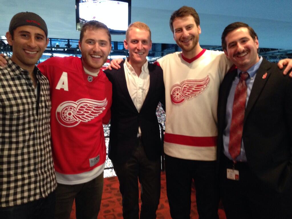 Mike Posner attending the Detroit Red Wings vs. Boston Bruins game - Detroit, MI 11/27/13
Photo by Mike Posner
 Mike Posner attending the Detroit Red Wings vs. Boston Bruins game - Detroit, MI 11/27/13
Photo by Mike Posner