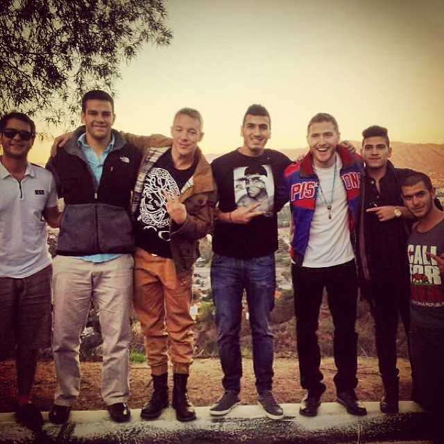 Mike Posner and Diplo on the set of "Top of the World" music video - Los Angeles, CA 12/1/13
Instagram @saifcharaf

