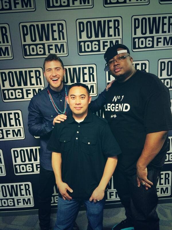 Mike Posner with DJ E-Man and E40 at Power 106 (Los Angeles) Burbank, CA 1/15/14
Mike Posner with DJ E-Man and E40 at Power 106 (Los Angeles) Burbank, CA 1/15/14