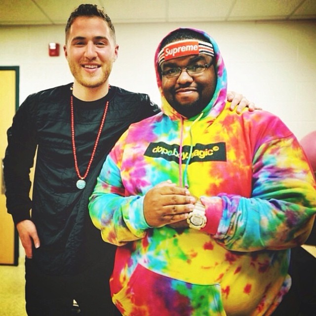 Mike Posner with Cliff Skighwalker on the set of the music video at Wylie E. Groves High School - Beverly Hills, MI 9/22/13
Instagram @skighwalker
