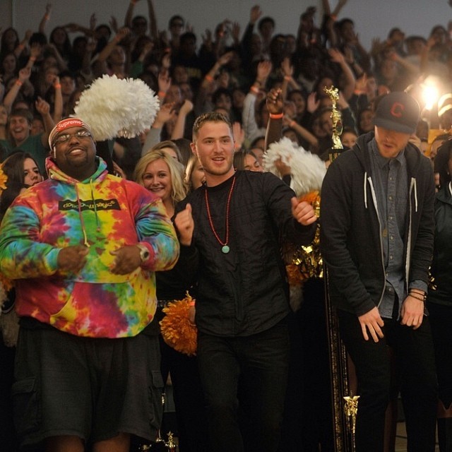 Mike Posner with Cliff Skighwalker and Patrick Cline shooting music video at Wylie E. Groves High School - Beverly Hills, MI 9/22/13
Instagram @skighwalker
