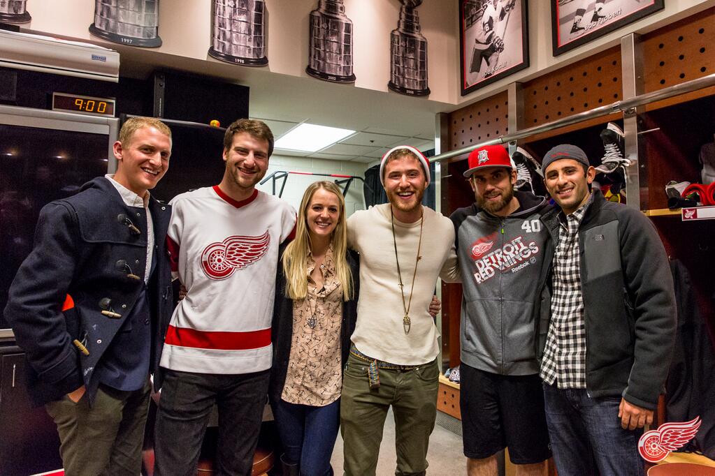 Mike Posner and Henrik Zetterberg after the Detroit Red Wings vs. Boston Bruins game - Detroit, MI 11/27/13
Twitter @DetroitRedWings
 Mike Posner and Henrik Zetterberg after the Detroit Red Wings vs. Boston Bruins game - Detroit, MI 11/27/13
Twitter @DetroitRedWings