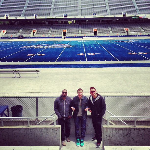 Mike Posner, Henry Strange ("The Brain Trust") at Boise State University football field 5/4/13
