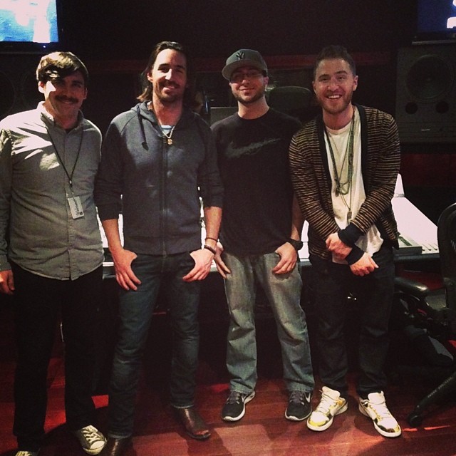 Mike Posner, Jake Owen and crew at NightBird Recording Studios in West Hollywood, CA 2/12/14
Instagram @mikaelgee
