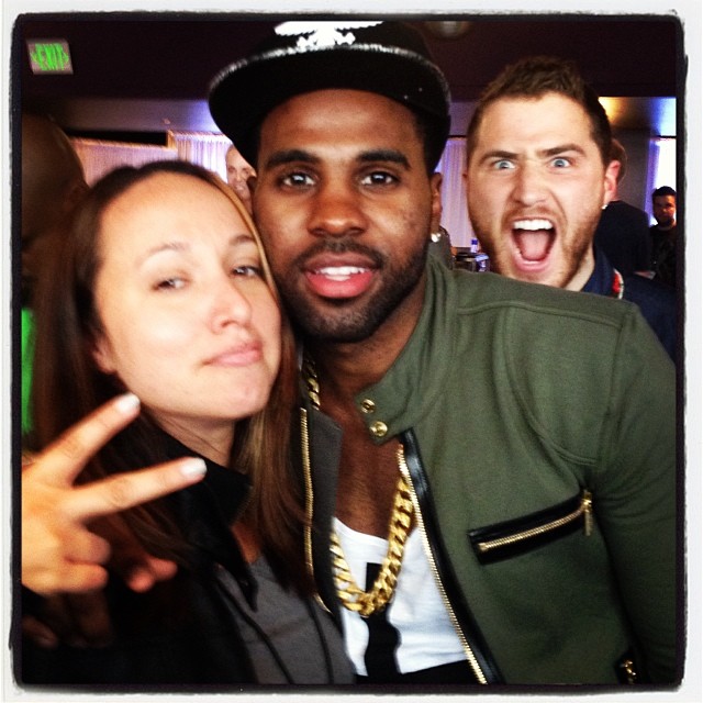 Mike Posner photo bombs Jason Derulo and Lucy Lopez of Power 96 (Miami, FL) at the Pre-Grammy Awards - Los, Angeles, CA 1/24/14
Instagram @thelucylopez
