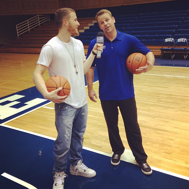Mike Posner and Coach Steve "Wojo" Wojciechowski at Cameron Indoor Stadium at Duke University 8/13/13
Photo by Duke Basketball
instagram.com/dukeblueplanet
