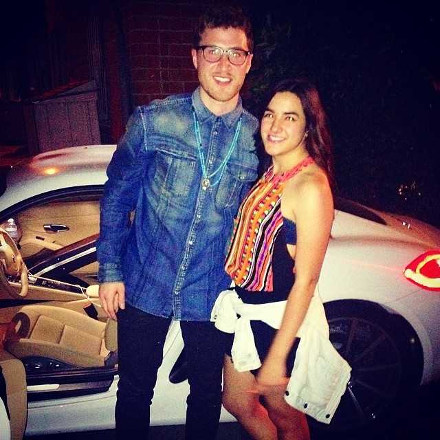 Mike Posner next to his 2014 Porsche Cayman and posing with a fan after his last show on his Unplugged Tour at The Mint in Los Angeles, CA 4/10/14
Instagram @mayelapiz
