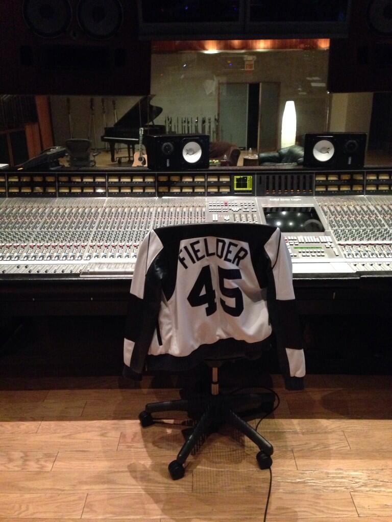 Mike Posner in the studio with producers Avicii and Rami Yacoub 3/14/14
