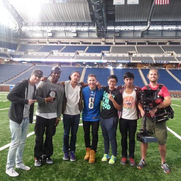 Patrick Cline, Nate Burleson of the Detroit Lions, Mike Posner, Jon Jon Augustavo and the production team at Ford Field - Detroit, MI 9/23/13
Photo by Nate Burleson
Instagram @nateburleson13
