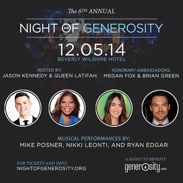 The 6th Annual Night Of Generosity at the Beverly Wilshire Hotel in Beverly Hills, CA December 5, 2014
