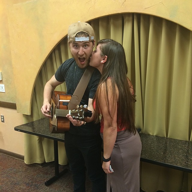 Mike Posner backstage with fan at Dam Jam 2014 at OSU in Corvallis, OR 5/31/14
Instagram @dosreisa

