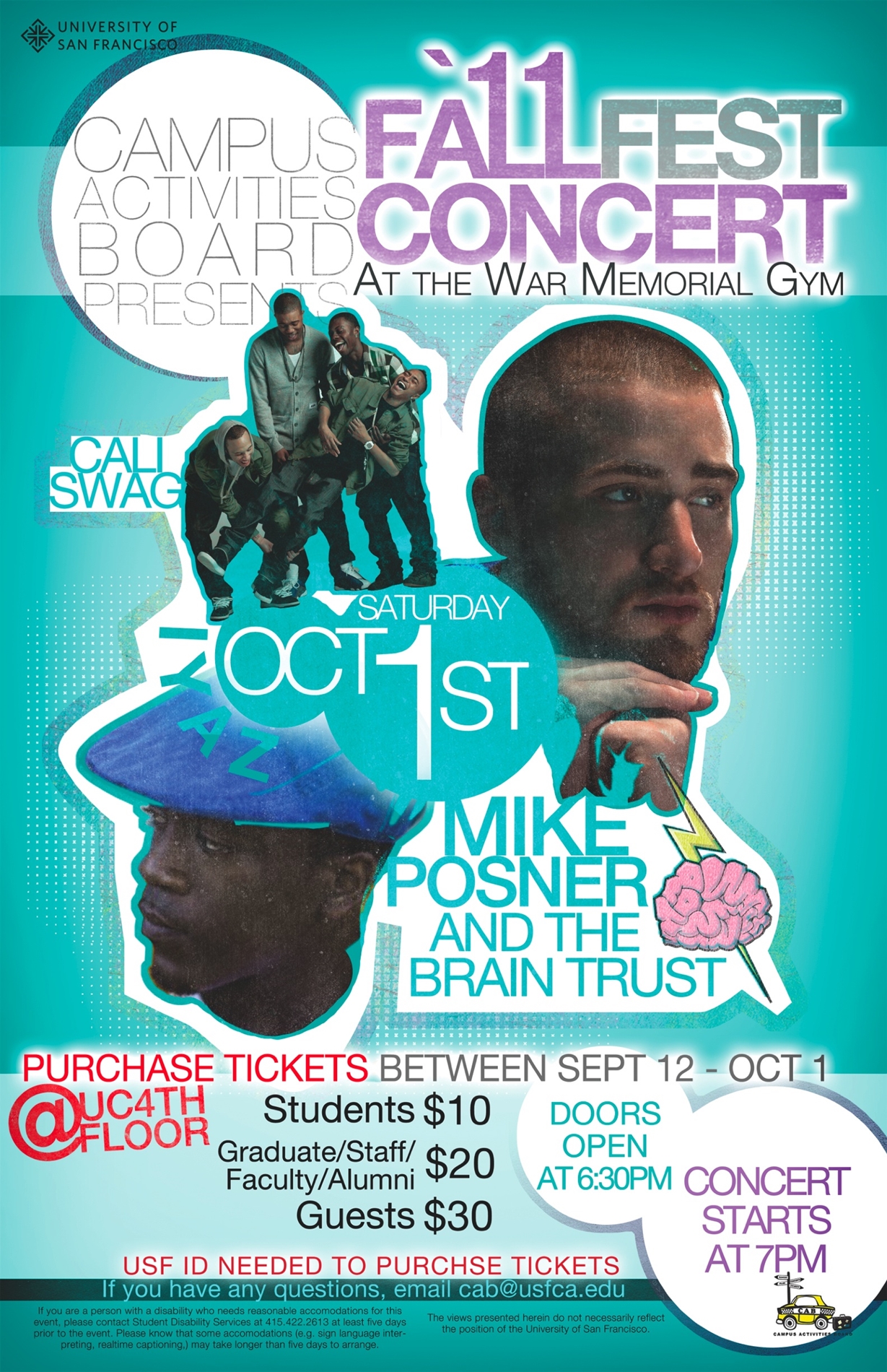 Poster for the University of San Francisco's 2011 Fall Fest Concert
