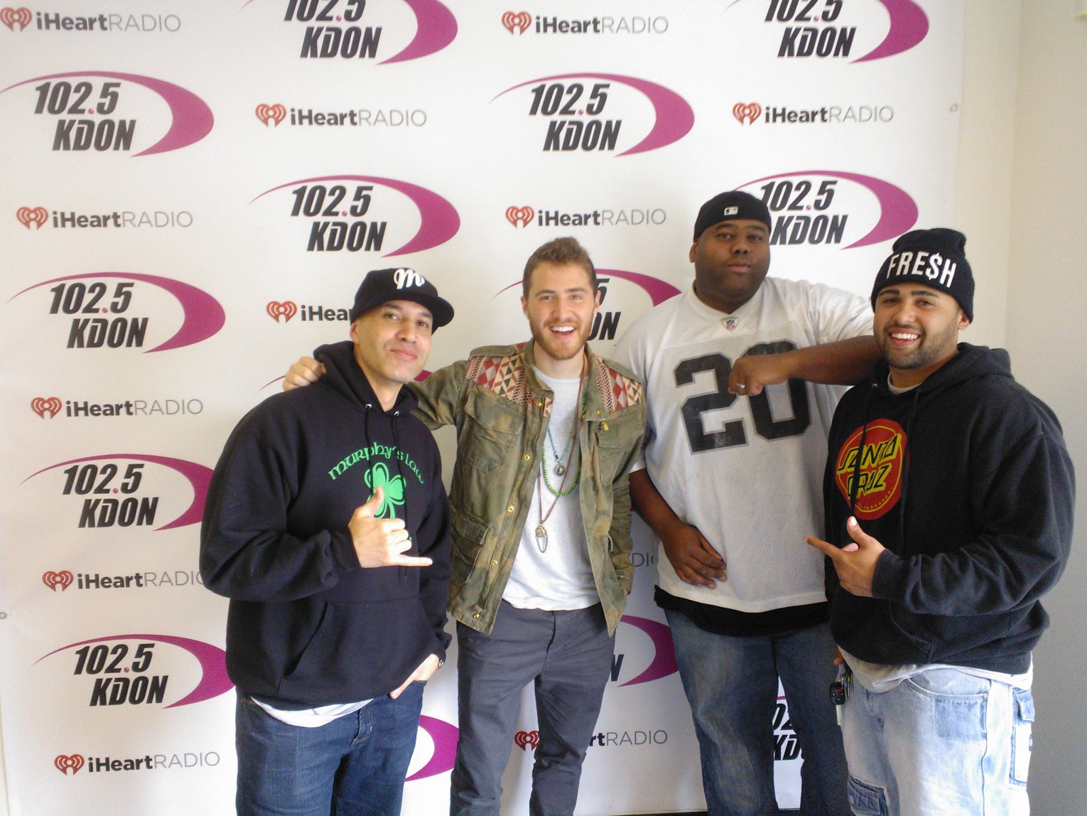 Mike Posner with Sam Diggedy and Showbiz of The Morning Madhouse radio show - Monterey, CA 1/9/14
kdon.com
 Mike Posner with Sam Diggedy and Showbiz of The Morning Madhouse radio show - Monterey, CA 1/9/14
kdon.com