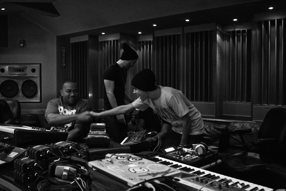 Timbaland, Mike Posner, and Justin Bieber working on 'Believe' album in Miami Beach, FL - February 1, 2012
mikelernerphotography.com
