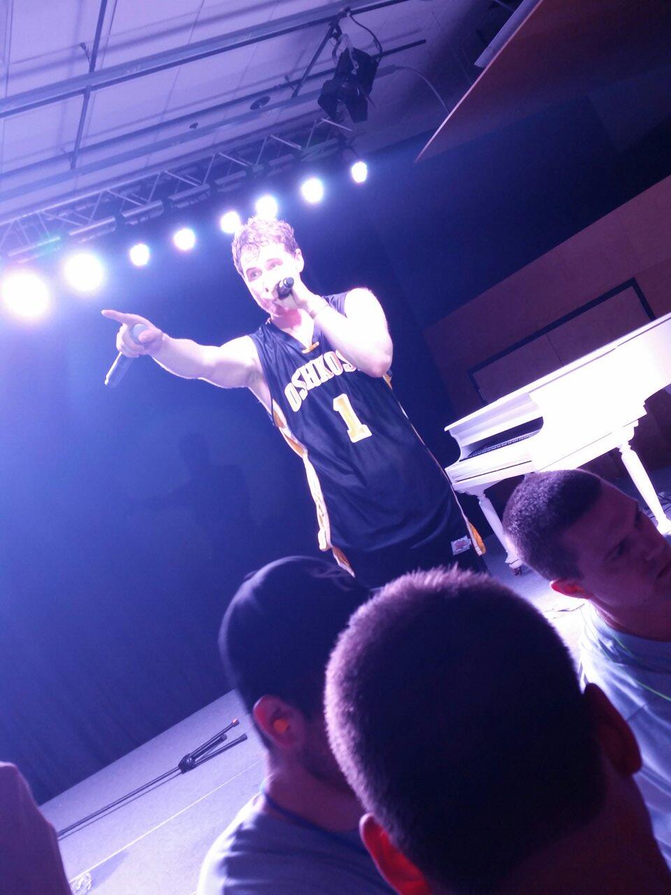 Mike Posner performing at Bye Gosh Fest 2014 at UW Oshkosh in Oshkosh, WI 5/8/14
Twitter @FabryHannah
